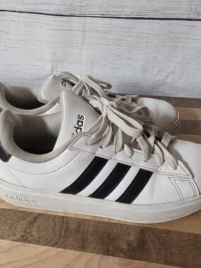 adidas White and Black Court-Style Athletic Sneakers